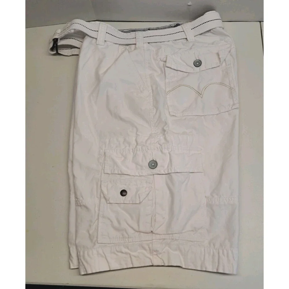 Levis Shorts Men's 38x11 White Cargo Shorts With Belt 100% Cotton - Picture 4 of 10